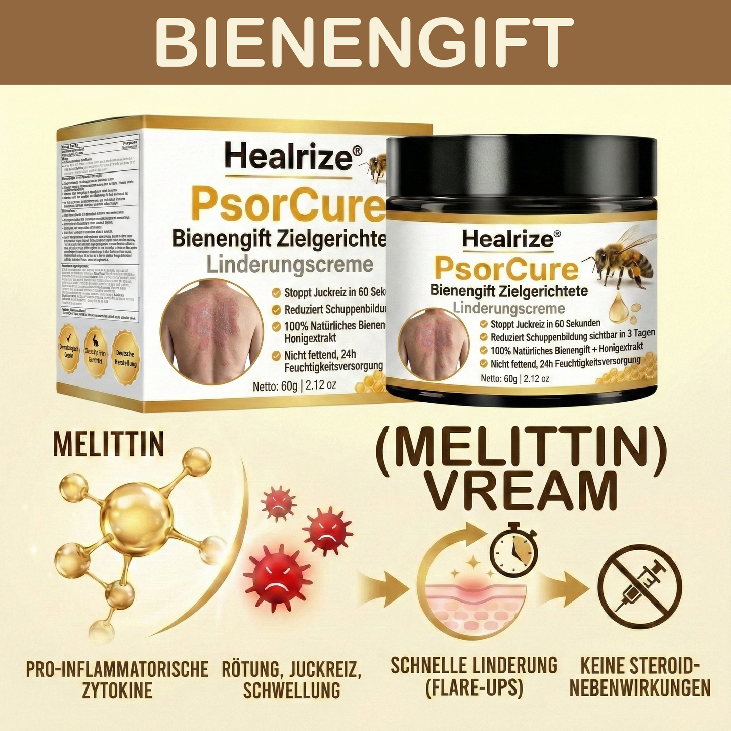 📅👨‍⚕️ 𝙈ä𝙧𝙯-𝘼𝙣𝙜𝙚𝙗𝙤𝙩 | Healrize® PsorCure Bienengift Zielgerichtete Linderungscreme💗