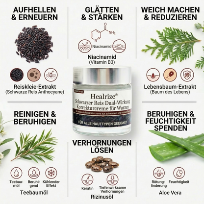 ⭐ Bestseller  | Healrize® Schwarzer Reis Dual-Wirkung Korrekturcreme für Warzen
